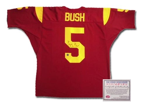 Reggie Bush USC Trojans Autographed/Hand Signed Authentic Style Home Red Football Jersey NCAA Footba