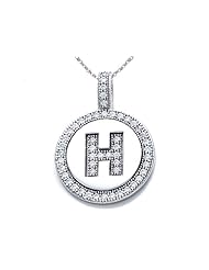 Zoe R (tm) Sterling Silver Micro Pave Hand Set Cubic Zirconia (CZ) Letter Initial Disc Pendant