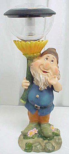 Garden Gnome Outdoor Statue Solar Light Patio Accent
