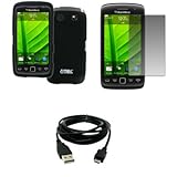 EMPIRE Black Rubberized Hard Case Cover + Screen Protector + USB Data Cable ....