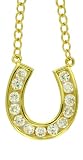 Yellow Gold Plated Sterling Silver Cubic Zirconia Channel-Set Horseshoe Pendant