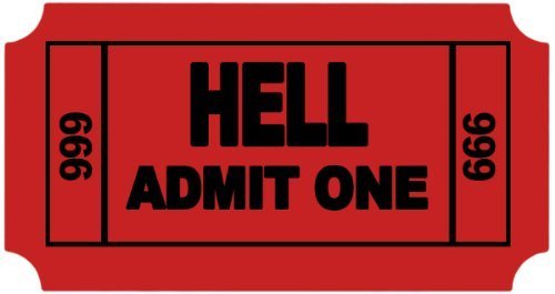 Ticket to Hell Funny Cool Sticker 3.5″ X 2″