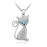 Magic Eye Catty Nano Platinum Plated Sterling Silver Austrian Crystal Pendant Necklace