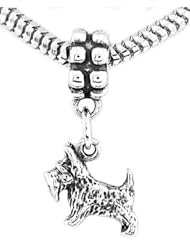 Sterling Silver Three Dimensional Scottish Terrier Dangle Bead Charm