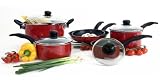 Kitchen & Housewares : Proctor Silex 52028 Aluminum Nonstick 10 Piece Set, Red