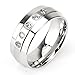 6mm Wide 316L Stainless Steel Ring 5 clear CZ gem Band