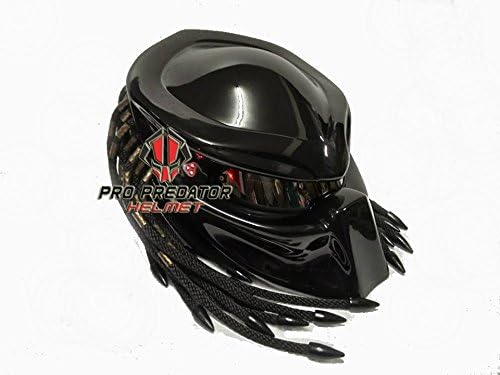Custom Predator Motorcycle Dot Helmet Shine Black T07