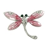 Silvertone Pink Crystal Dragonfly Brooch Pin