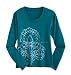 All Products : Gaiam Elighten Up Organic Cotton Long Sleeve Graphic Yoga T-Shirt (Teal Blue) S-M-L-XL