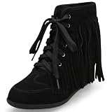 MQ23 - MQ1299 - Bottines à talons compensés et à frange - Femme - Baskets avec Talon