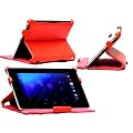 NAVITECH - Funda Roja Cuero Sint�tico con Atril ajustable para el Google Nexus 7 Tablet android para Asus (con funci�n autom�tica descanso/activaci�n)