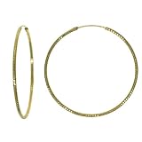 18k Yellow Gold Plated Sterling Silver 50mm Diamond-Cut Endless Hoop Earrings
