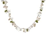 Image of Oi! Ladies N2129 White Fresh Water Pearl, Rock Crystal, Peridot and White Shell On Silk Necklace