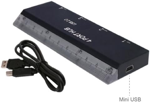 FORIDA® Mini 4-port Ruler Shape High Speed USB 2.0 Hub Black