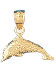 Dazzlers Solid 14 karats gold Dolphin Charm Pendant Available in three colors from jewelsberry (weights: 0.8 grams only)