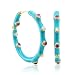 18k Gold Plating Silver Enamel Pink Tourmaline and Diamond Hoop Earrings - 1.70 carat