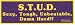 S.T.U.D. SEXY, TOUGH, UNBEATABLE, DAMN HARD!! (purple) decal bumper sticker