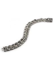 Twisted Blade Silver Decorated Curb Link Bracelet 8 Inch