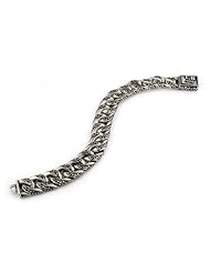 Twisted Blade Silver Decorated Curb Link Bracelet 7 Inch