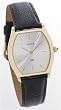 GENEVE Men's Solid 14 Karat Gold Watch with Black Leather Strap. Model: GE-2114-SSBL