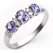 14k White Gold 3 Stone Tanzanite and Diamond Ring
