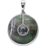 Sterling Silver Mother-of-Pearl Medallion Pendant w/ Hematite Goddess by Sajen