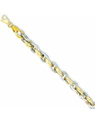 Genuine 14K Yellow Gold Two-Tone Fancy Hollow Link Bracelet 7.75 Inches 8 Grams Of Gold 100% Satisfaction Guaranteed.