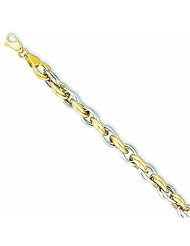 14K Gold Two-tone Fancy Hollow Link Bracelet 7.75 Inches
