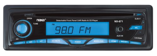 Naxa NCA671 Detachable Stereo AM/FM Car Radio with Compact Disc Player and Aux-In Jack (Black)