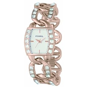 Fossil ES1961 Ladies Gold Plated Bracelet Watch With Crystal Detail