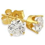 1 3ct Round Diamond Stud Earrings in 14k Yellow Gold