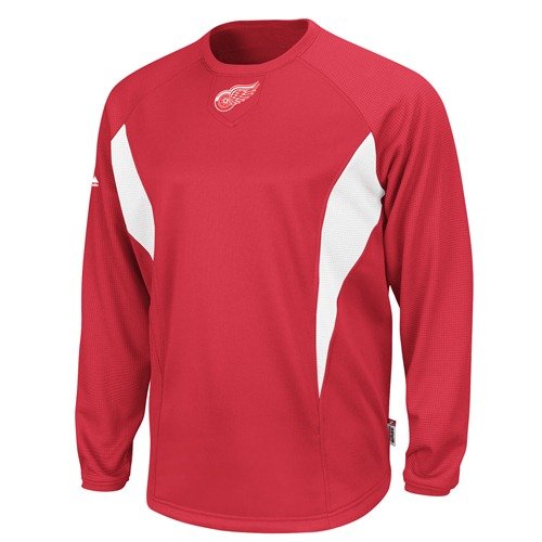 NHL Men's Detroit Red Wings Therma Base Long Sleeve Crew ECE Pullover, Pro Scarlet/Pro White, X-Large