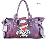 ED HARDY DIDDY LOVE KILLS TOTE PLUM HANDBAG RHINESTONE
