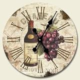 Chateau Grapes & Wine Bottle Kithcen Wall Clock Home Decor