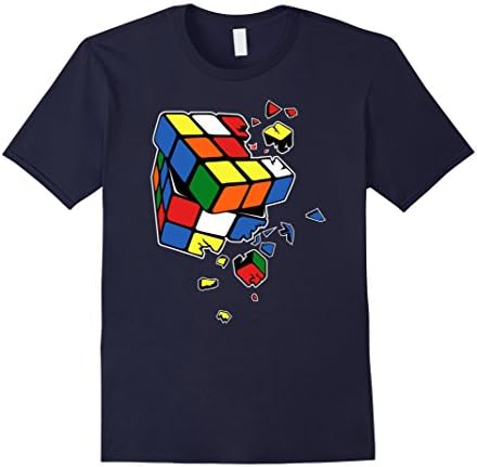 Men's Broken Rubix Cube Game T-Shirt Large Navy