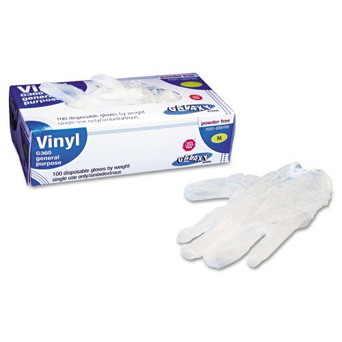 Galaxy Products - Galaxy - General-Purpose Vinyl Gloves, Latex-Free, 4 mils, Medium, Clear, 100/Box - Sold As 1 Box - Powder-free. - 100% latex-free. - For food preparation, painting, light-duty cleaning, precision parts handling, manufacturing and assemb