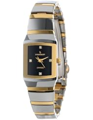 Peugeot Womens PS8056L Swiss Two-Tone Tungsten Carbide Bracelet Watch
