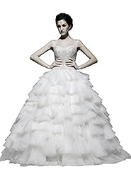  Sheer Tiered Illusion Lace-Up Tulle Bateau Neck  Ball Gown  Dress