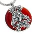 Sterling Silver Mythic Green Man on Vivid Red Disc Slide Pendant