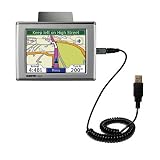 Coiled Power Hot Sync and Charge USB Data Cable w/ Tip Exchange for the Garmin Nuvi 670 - Gomadic Brand