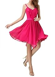 Chiffon Spaghetti Strap Evening Dress/Bridesmaid Dress/Prom Dress/Party Dress  With a Ribbon 