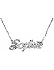 Name Necklaces Sophie - Personalized Necklace White Gold Plated 18K, Belcher Chain, 2mm Thick