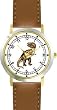 Tyrannosaurus Rex - T Rex - Full Body Dinosaur Animal - WATCHBUDDY&reg; DELUXE TWO-TONE THEME WATCH - Arabic Numbers - Brown Leather Strap-Children's Size-Small ( Boy's Size & Girl's Size )
