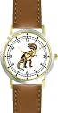 Tyrannosaurus Rex - T Rex - Full Body Dinosaur Animal - WATCHBUDDY&reg; DELUXE TWO-TONE THEME WATCH - Arabic Numbers - Brown Leather Strap-Children's Size-Small ( Boy's Size & Girl's Size )