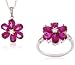 Sterling Silver Created Ruby, Created White Sapphi