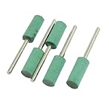 uxcell 軸付き砥石 ポイントマウント 8x20mm ゴム 研磨剤 金属 シリンダーヘッド グリーン 5個入り