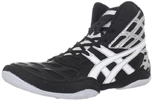 ASICS Men's Split Second 9 Wrestling Shoe,Black/White/Silver,10.5 M US