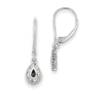 IceCarats Designer Jewelry Sterling Silver Black And White Diamond Dangle Earrings