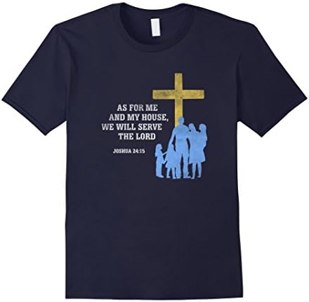 Men's My House Will Serve Lord Christian T-Shirt Gift Believer Tee XL Navy