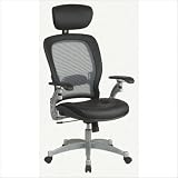 Space AirGrid Series High-Back Executive Chair- Black Leather/Platinum Finish